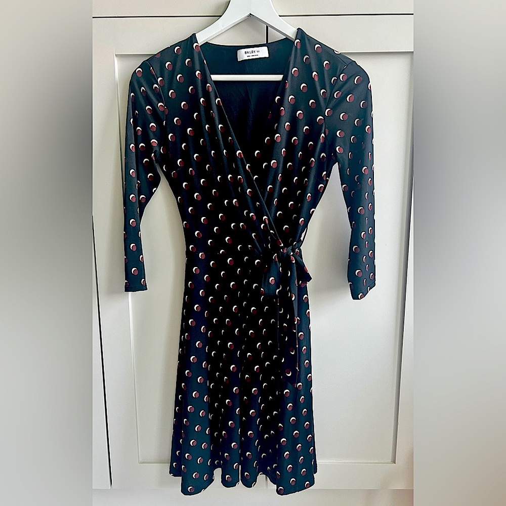 Bailey44 Jimena faux wrap knit dress polka dot detail (red&white) dress. small